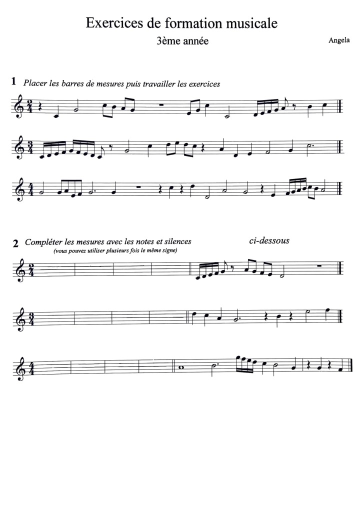 Exercices fm 3ème année
